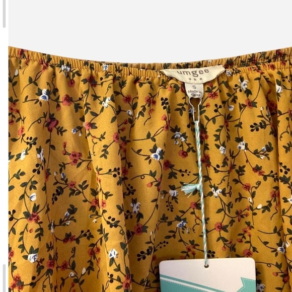 Umgee Mustard Floral Strapless Jumpsuit - Picture 4 of 7